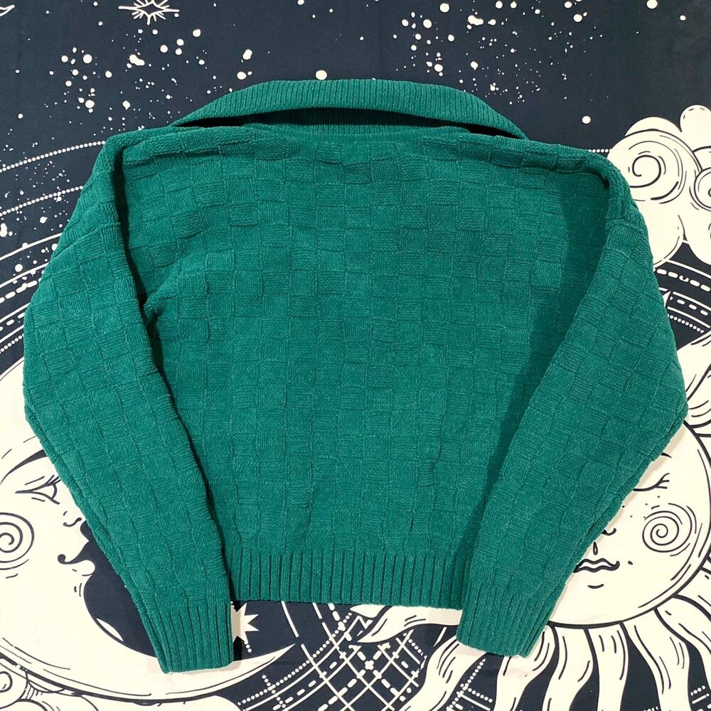 Abercrombie & Fitch Sweater Women's S Green Knitted Cropped Preppy Cottage - Picture 3 of 7